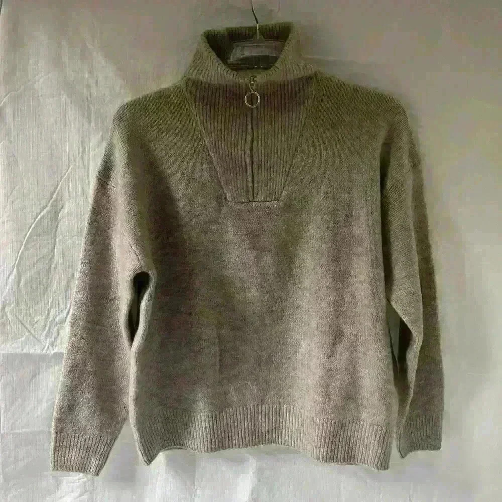 Esmera Womens Pullover Sweater Small Beige 1/4 Zip Long Sleeve‎ Knit Top